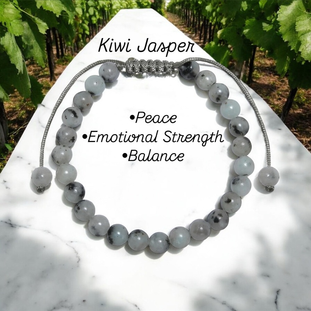 Gray and Black Jasper Bracelet for Balance and Strength